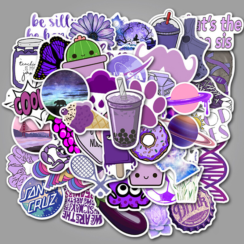 Set 50 miếng dán trang trí đa năng màu tím hoạt hình