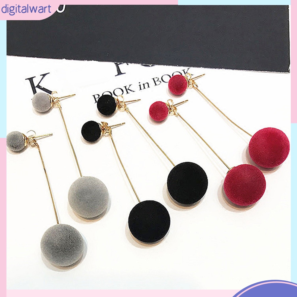 Khuyên tai dài quả bông tròn xinh xắn cho nữ