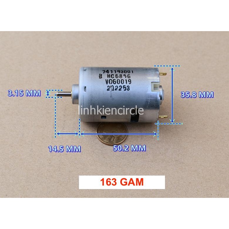 Motor 545 DC 12V - 18V Johnson chất lượng cao chổi than vòng bi đôi 16800 - 25000 RPM cho khoan pin máy hút bụi - LK0115