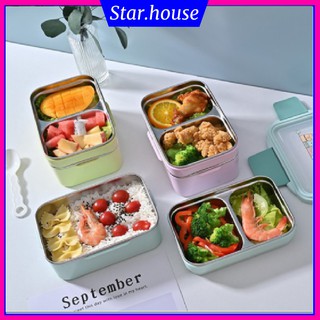 Hộp cơm ruột inox 2 tầng giữ nhiệt, Hộp cơm giữ nhiệt inox, Hộp cơm trưa 2 tầng