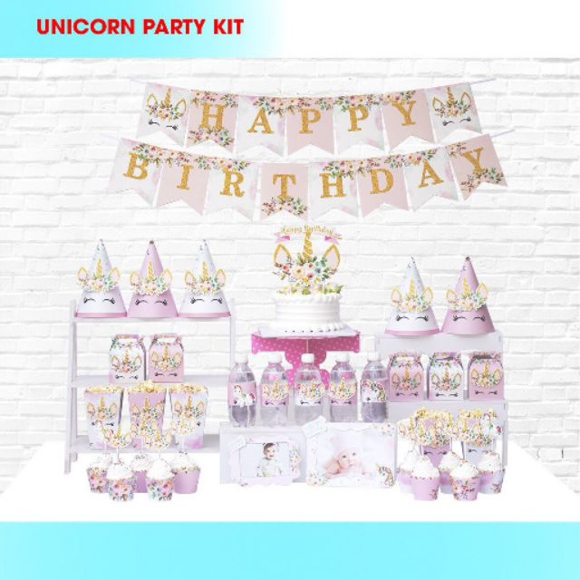 Set giấy trang trí sinh nhật ngựa unicorn