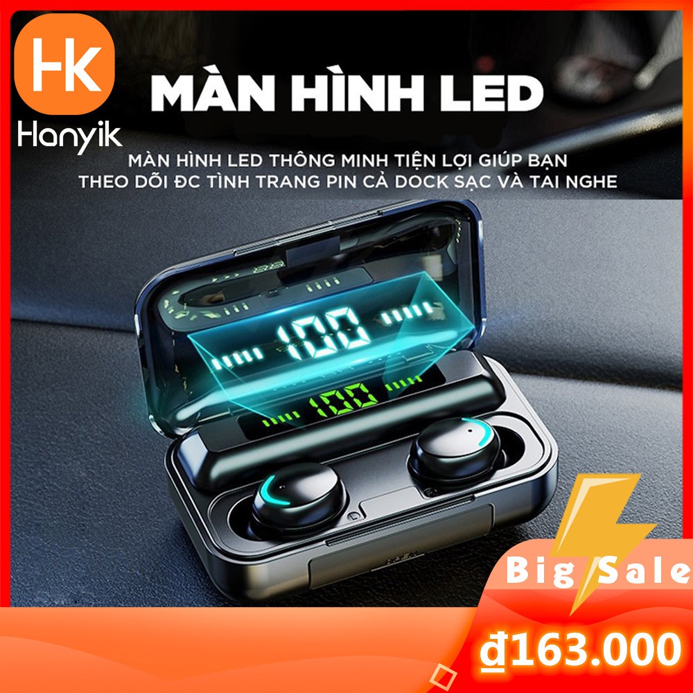 Tai nghe Bluetooth không dây cảm ứng chống nước Amoi F9 Pro TWS Bluetooth 5.0 , Hiển thị % pin, Dung Lượng 3500Mah