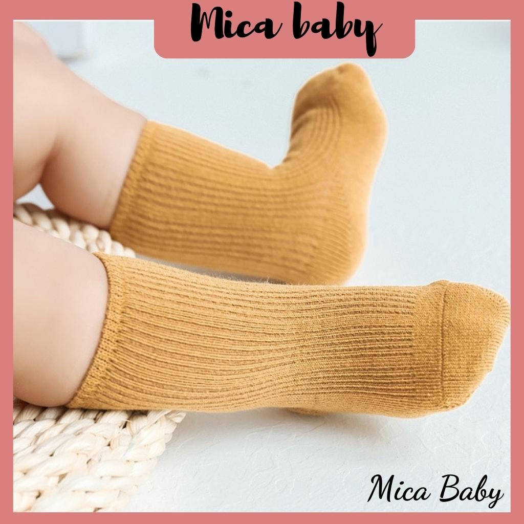 Set 3 đôi tất trơn phong cách hàn quốc dễ thương cho bé Mica baby T04