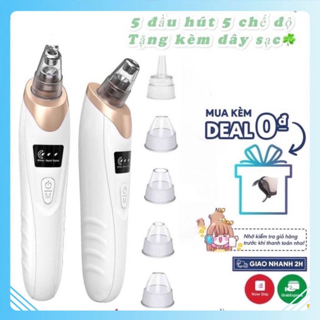 Máy Hút Mụn ⚡️ 5 Đầu Hút ⚡️ máy hút mụn cầm tay , máy hút mụn sạc pin [ HM002 ]
