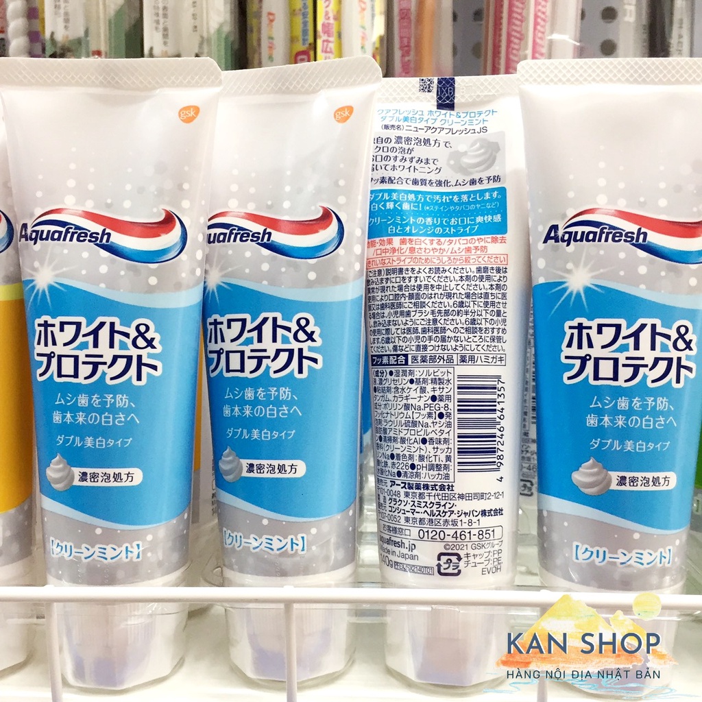 Kem đánh răng làm trắng cao cấp Aquafresh 140g mẫu mới nhất | Hàng nội địa Nhật | Kan shop hàng Nhật