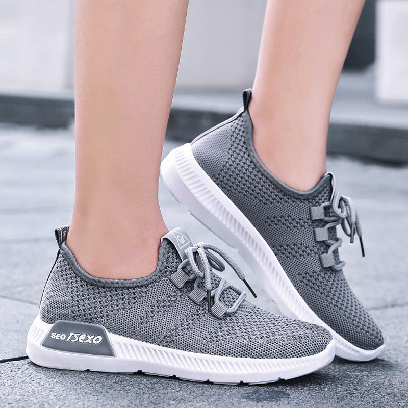 Women's shoes 2021 casual shoes fashion trend lace up running shoes light flying woven sports shoes women's shoes