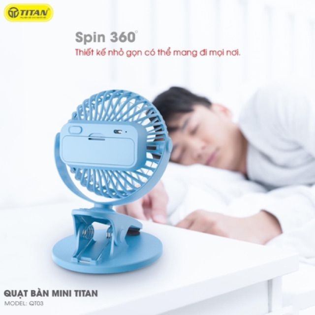 [Mã ELHA22 giảm 5% đơn 300K] Quạt mini Titan QT04 - Bảo hành 18 tháng 1 đổi 1