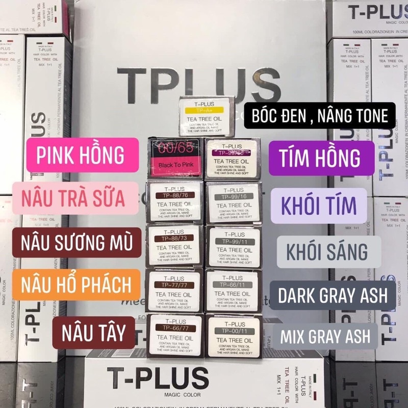 Kem Nhuộm Tóc Màu Than Chì TPLUS 44.111 Charcoal Pencil Grey Hair Dye Color Cream , oxy trợ nhuộm