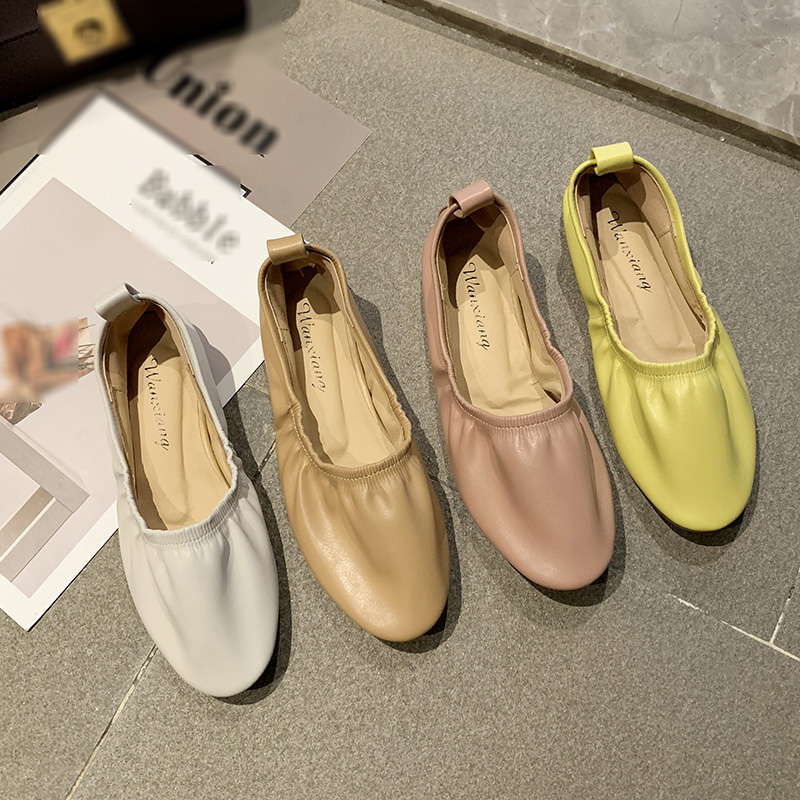 Giày lười đế bệt màu trơn thiết kế thoải mái dành cho nghệ sĩ múa ba lê/y tá/phụ nữ mang thai