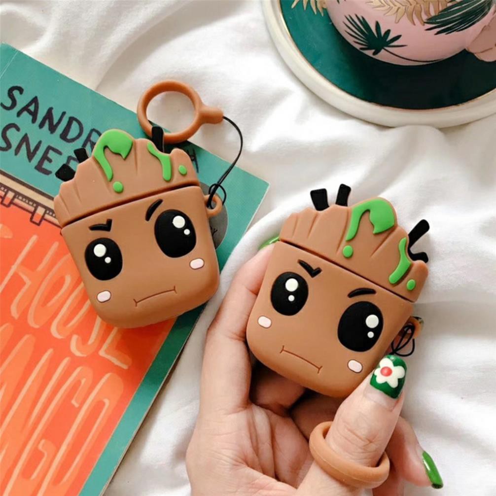 ☘️Tặng kèm móc treo☘️Case Airpod 1 2- Vỏ bao bọc Baby Groot Cover đựng tai nghe không dây Airpods Avengers