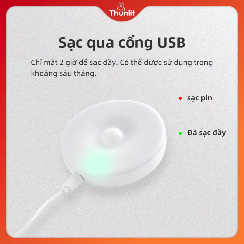 Đèn Ngủ THUNLIT Cảm Ứng Nhiệt Độ Tự Động Sạc Điện Usb Với 2 Màu Sắc Ánh Sáng