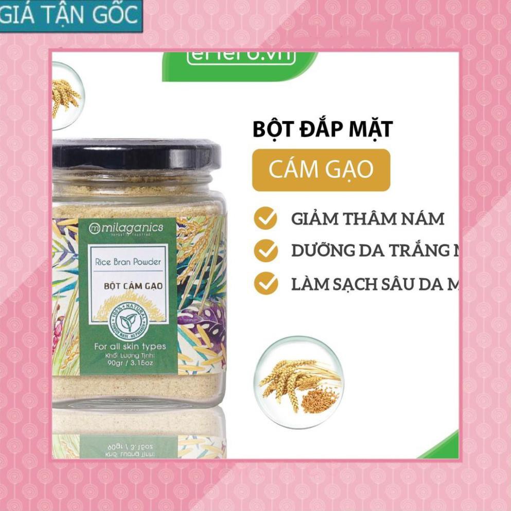 [GIÁ TẬN GỐC] Bột Cám Gạo Nguyên Chất Đắp Mặt Nạ Dưỡng Da Trắng Mịn, Giảm Nám MILAGANICS 100g (Hũ) [EH]