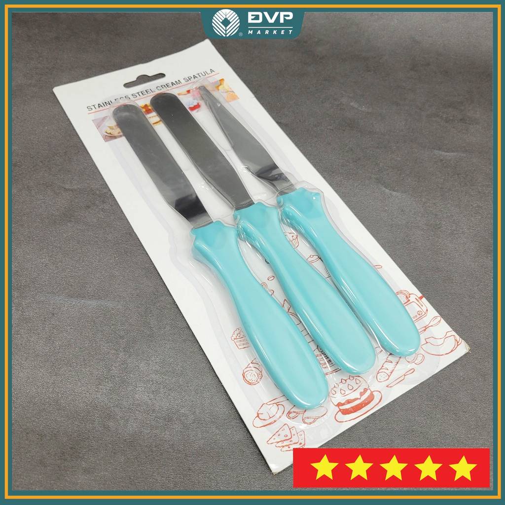 Bộ 3 dao chà láng bánh gato, bánh sinh nhật màu bạc - Đại Vạn Phát
