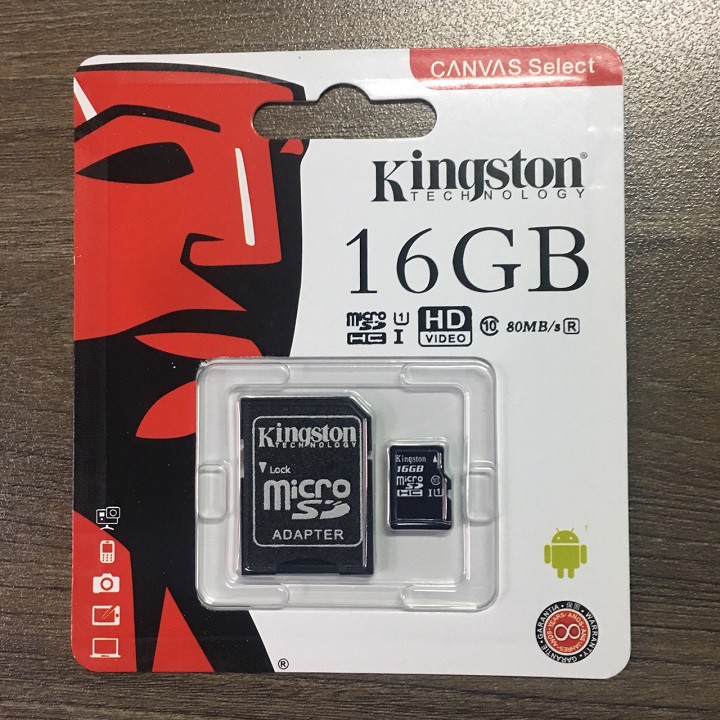 Thẻ nhớ Kingston 16GB Chính hãng – Bảo hành 5 năm – Kingston MicroSD Class10 – Kèm Adapter