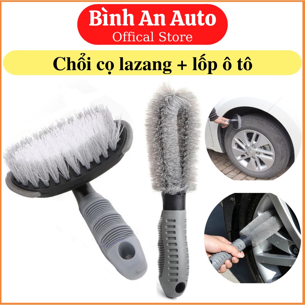 Chổi vệ sinh vành lazang và chổi cọ lốp ô tô, chổi cọ lùa hốc bu lông lazang, bản chải chổi chà rửa vành ô tô, xe máy