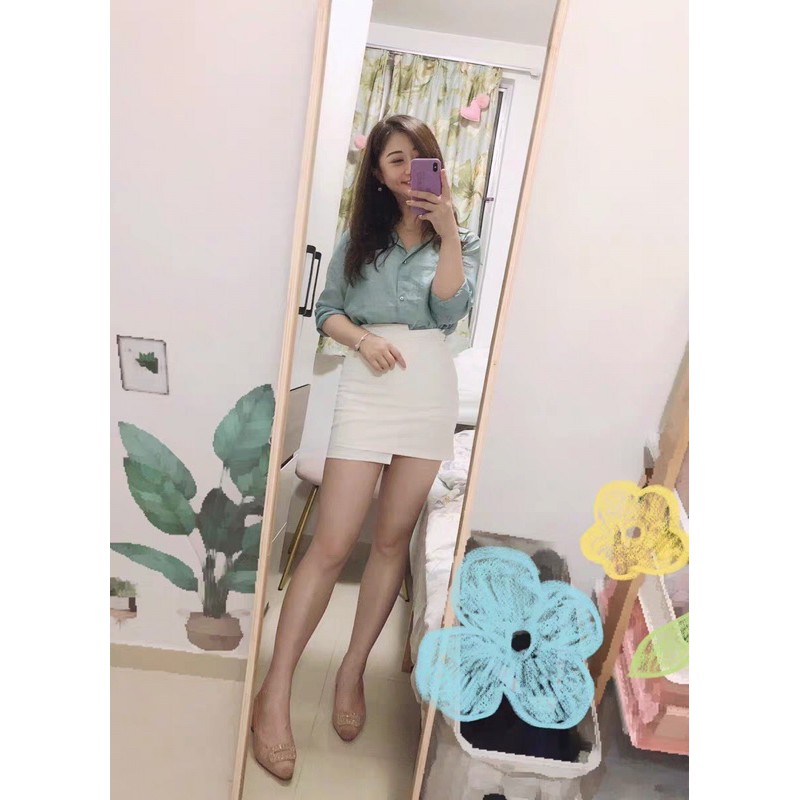 ⚡️BÁN SỈ⚡️Chân váy cạp cao 3 màu xanh, trắng, đen | BigBuy360 - bigbuy360.vn