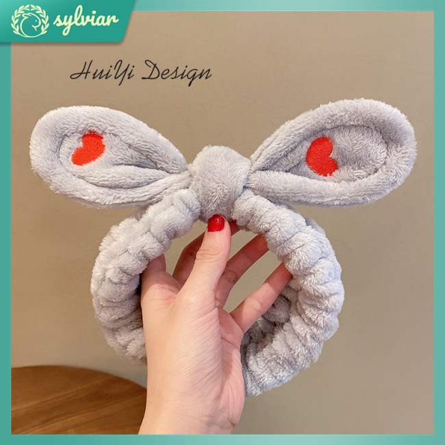 Băng Đô Vải Lông Nhung Thêu Họa Tiết Hoạt Hình Dễ Thương Dùng Rửa Mặt / Trang Điểm Cho Nữ