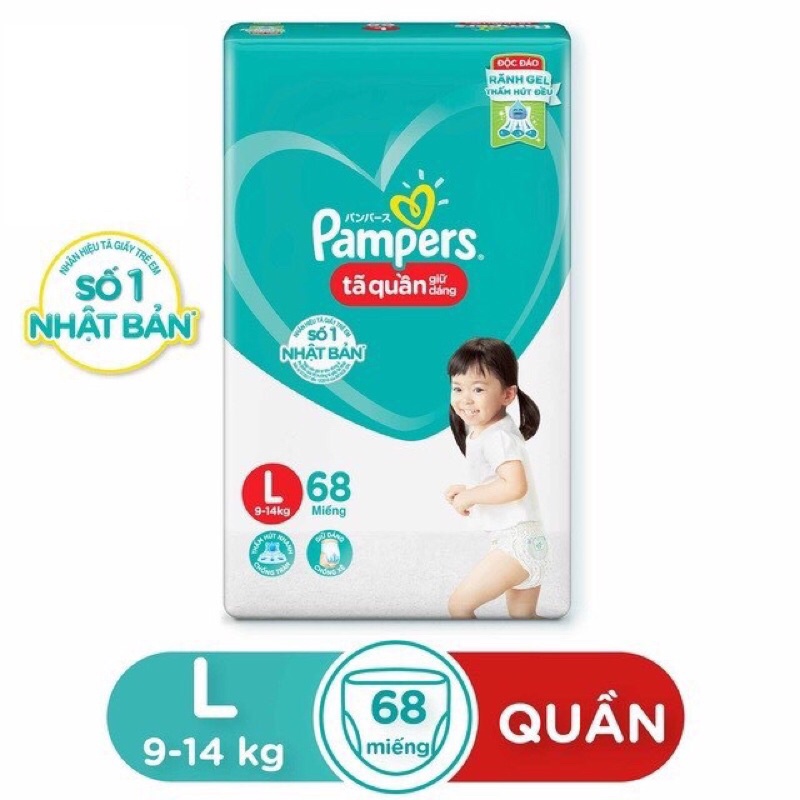 Tã bỉm quần Pampers điều hòa L60 , XL52 , XXL44, giữ dáng l68 m74 XL62 XXL56