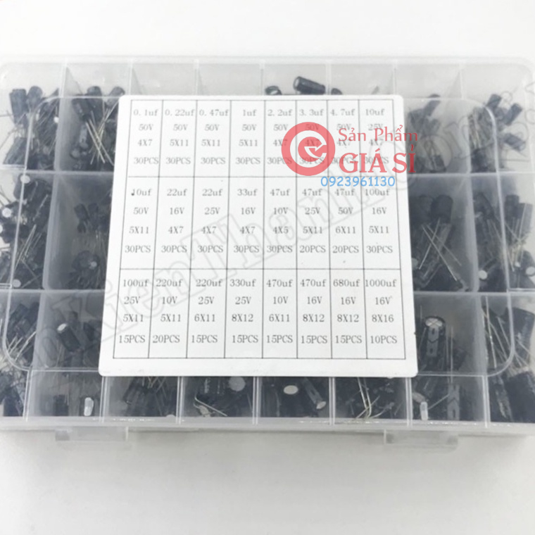 Combo 24 Loại Tụ Hóa 0.1uF - 1000uF (500 Cái) ❤️freeship❤️