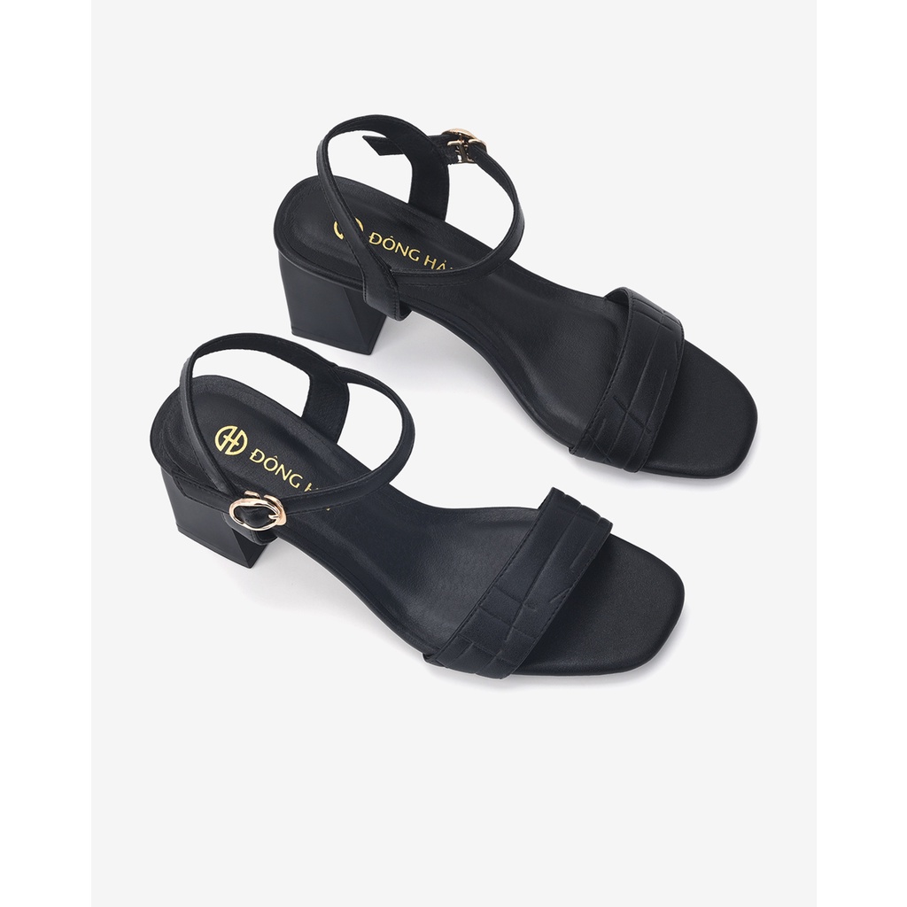 Giày Sandal cao gót nữ Đông Hải quai ngang dập vân gót vuông cao 7cm dễ di chuyển - S5806