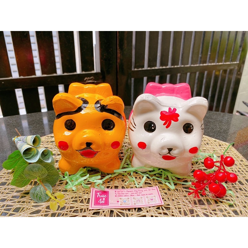 (13x10x12cm) Heo đất nơ vẽ hình 11 mẫu - size nhí nhỏ tầm lòng bàn tay, Khách vui lòng đọc mô tả trước khi đặt hàng