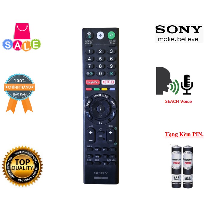 Remote Điều khiển tivi Sony giọng nói- Hàng chính hãng theo TV bóc máy còn rất mới-Bảo hành dài-Tặng kèm PIN