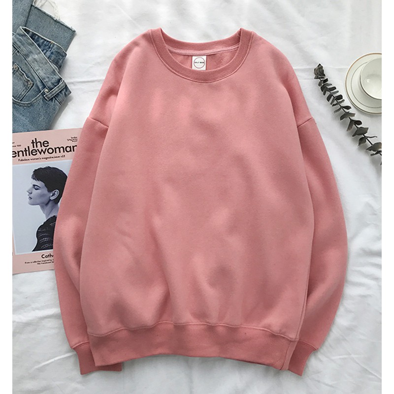 ÁO SWEATER TRƠN CHẤT NỈ LÓT BÔNG MÀU HỒNG NUDE - SWEATER UNISEX - MM