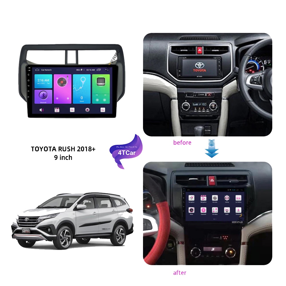 Mặt dưỡng Toyota Rush 2018-2019 (9 inch)