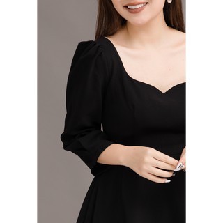 Đầm xòe tay lửng cổ tim 20AGAIN DEA0049