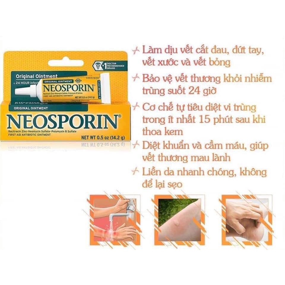 Kem Mỡ Kháng sinh - Hỗ Trợ Vết Thương bỏng Neosporin ( Nên có trong nhà ạ)  Làm lành nhanh các vết thương