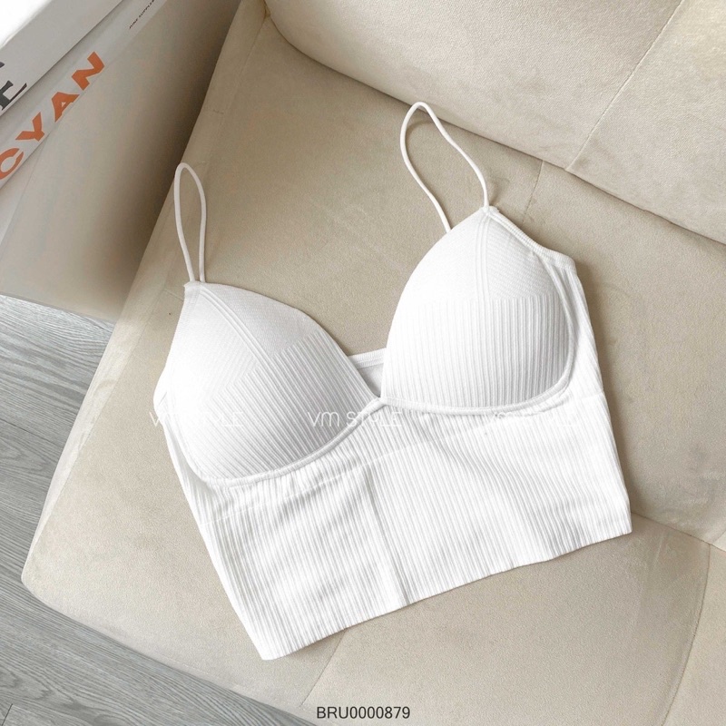 Áo Bra Nữ 2 Dây Mảnh Cổ  chữ V Dáng Lửng Có Đệm Ngực Trẻ Trung , Áo lót không gọng nâng ngực tự nhiên