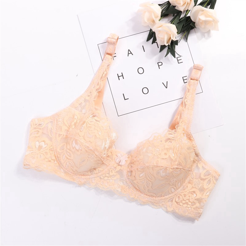 Women Sexy Push Up 3/4 cup Back Double-Row Buckle Full Lace Bra