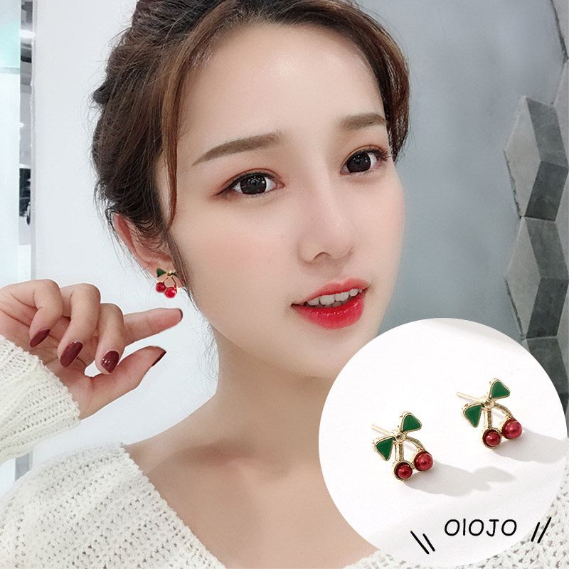 Hoa Tai Hình Quả Cherry Màu Đỏ Ngọt Ngào Dễ Thương Cho Nữ