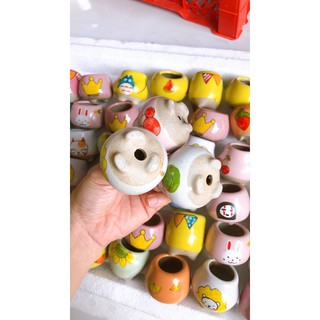 Chậu gốm mini vẽ tay hoạt hình (ib shop chọn mẫu thoải mái)