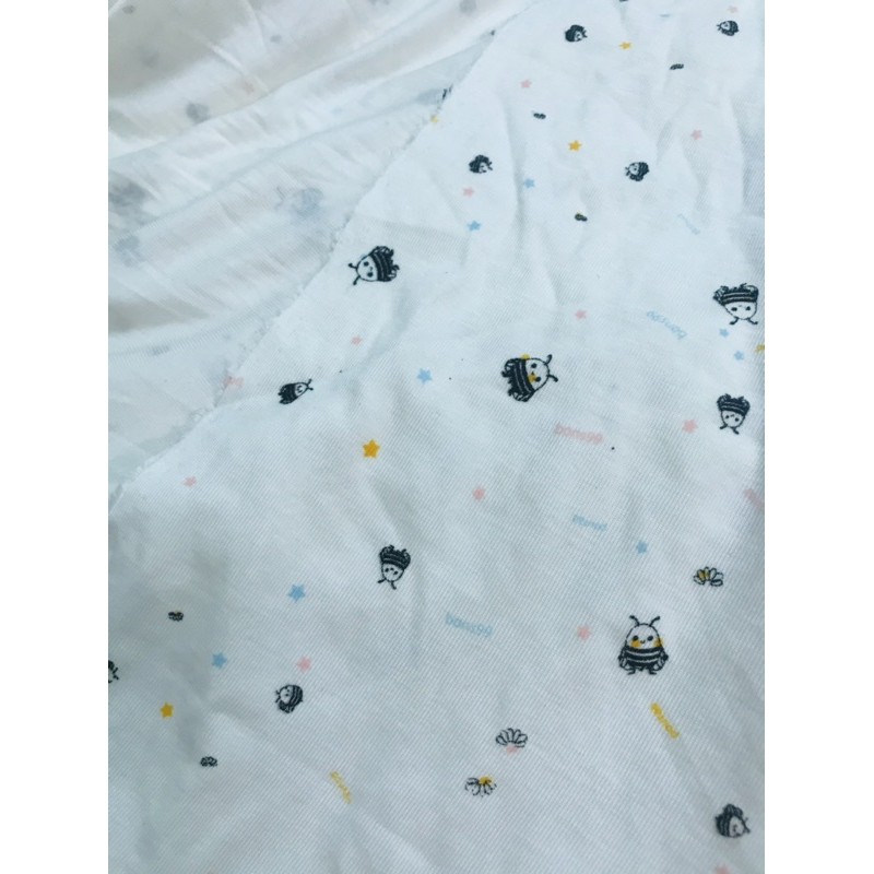 vải thun cotton lụa sơ sinh hình con ong