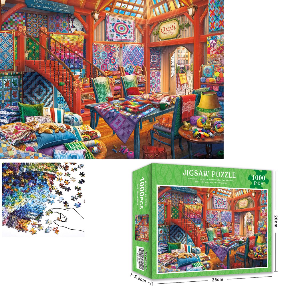 Bộ Tranh Ghép Xếp Hình 1000 Pcs Jigsaw Puzzle (Tranh ghép 70*50cm) Cửa Hàng Chăn Bông Bản Thú Vị Cao Cấp-H48