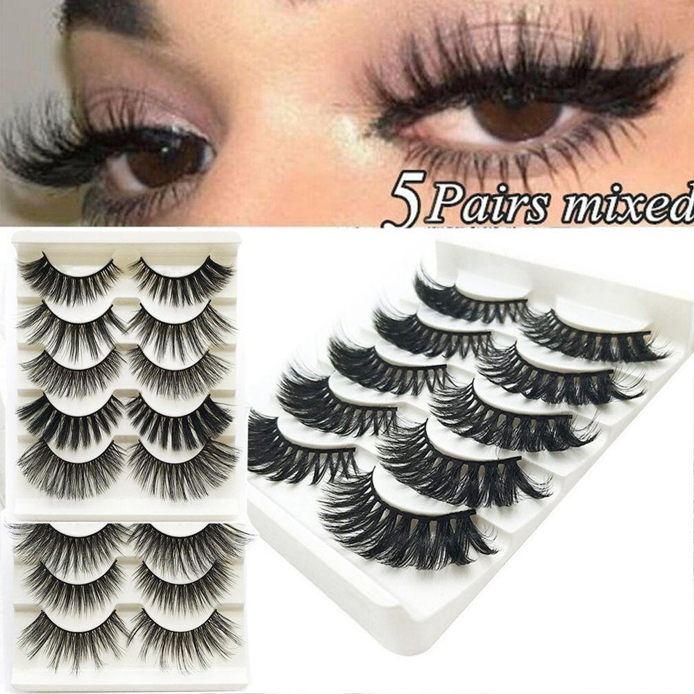 Bộ 5 Cặp Lông Mi Giả Hợp Thời Trang Hỗn Hợp Thủ Công 3D Dành Cho Nữ
