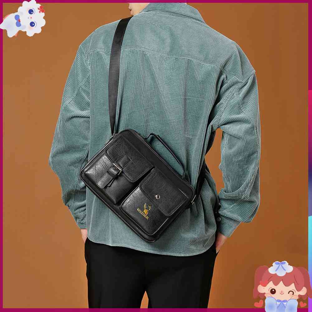 ✿Mars144✿Túi Xách Da PU Nhiều Ngăn Phong Cách Vintage Cho Nam✿