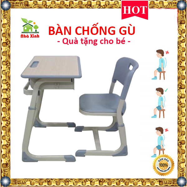 Bàn ghế Chống Gù Cao cấp Quà tặng cho bé yêu KT : 76 x 60 x 40 cm  có thể điều chỉnh ( Màu Xanh lam ) | BigBuy360 - bigbuy360.vn