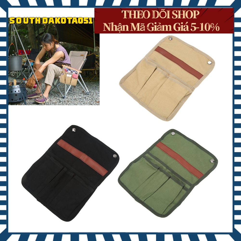 [Hàng HOT] Túi Đựng Đồ Dùng Bằng Vải Bạt Nhiều Ngăn Treo Tay Vịn Ghế Ngồi Câu Cá / Cắm Trại Ngoài Trời【Southdakota051】