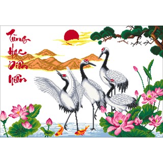 Tranh Thêu Chữ Thập Tùng Hạc Diên Niên 3