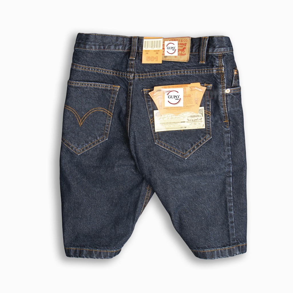 Quần short jeans nam cao cấp GS501 loại 1, short nam denim bigsize 40-110kg, quần jean short nam suông Lưng Nút mới nhất