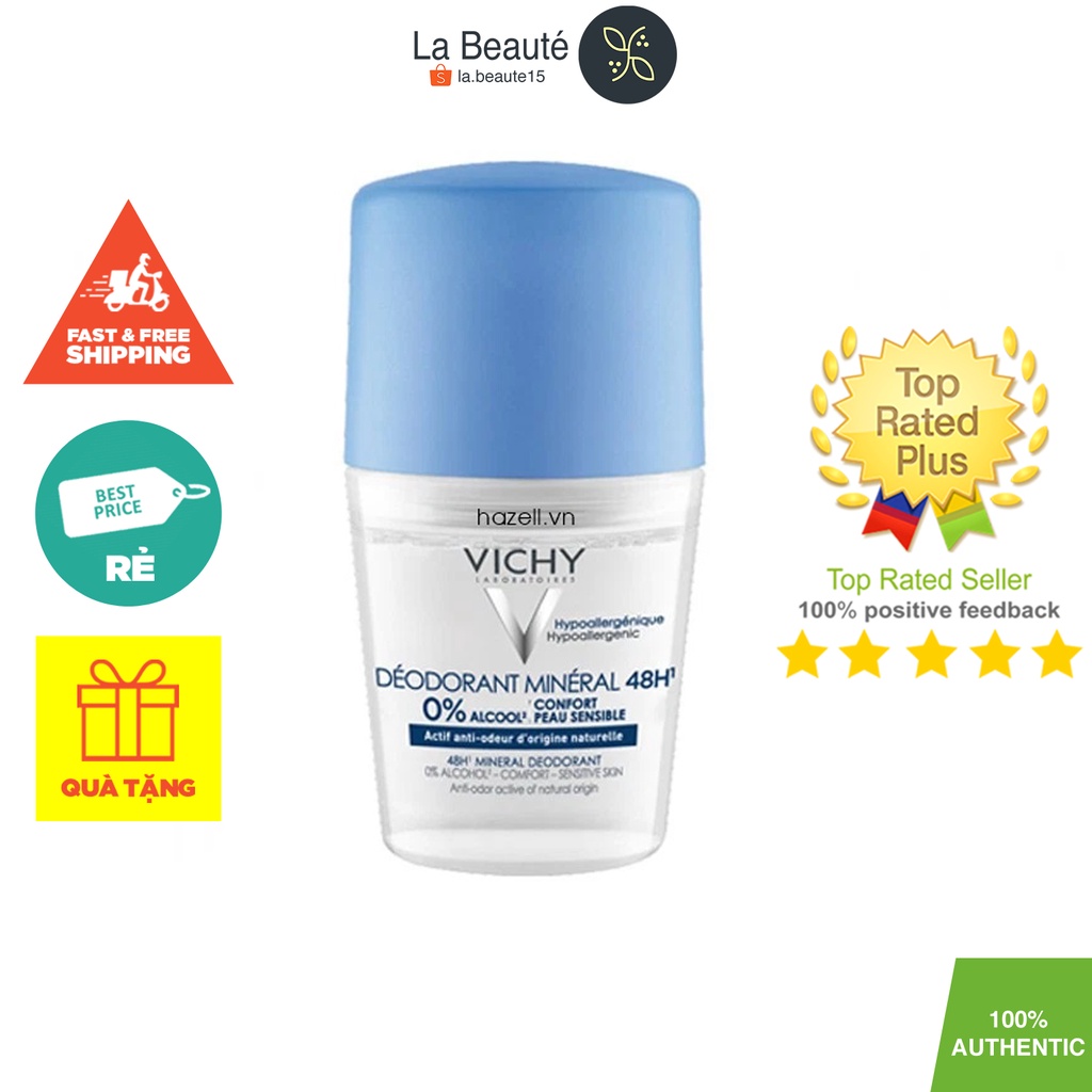 Vichy Déodorant Mineral 48h - Lăn Khử Mùi Không Cồn 50ml