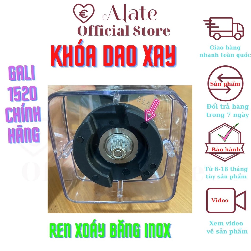Ly sinh tố máy Gali 1520 bằng nhựa không bể, dung tích 1,5 lít dao xay inox hàng chính hãng thay thế yên tâm Alate store