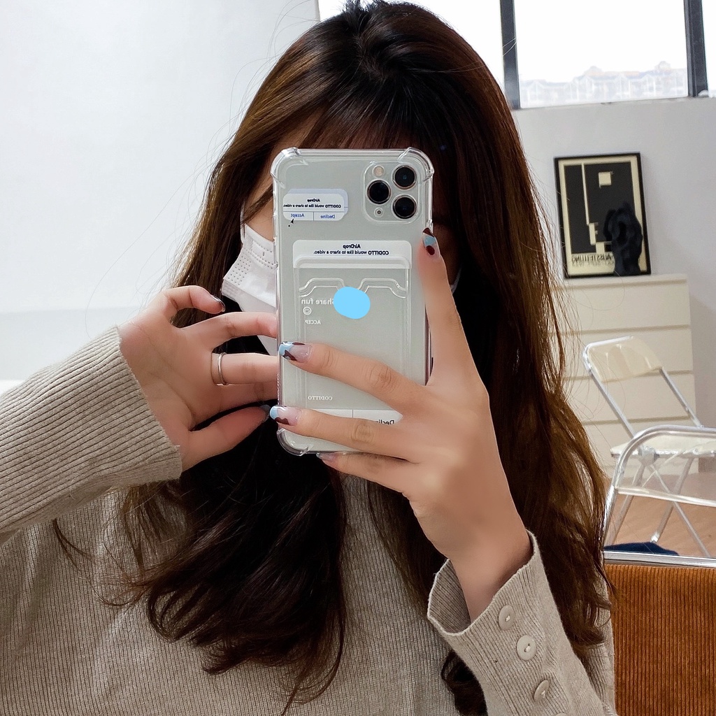 Ốp Điện Thoại Chống Sốc Có Ngăn Đựng Thẻ Cho iPhone 14 / 13 / 12 / 11 / X / 8 / 7P