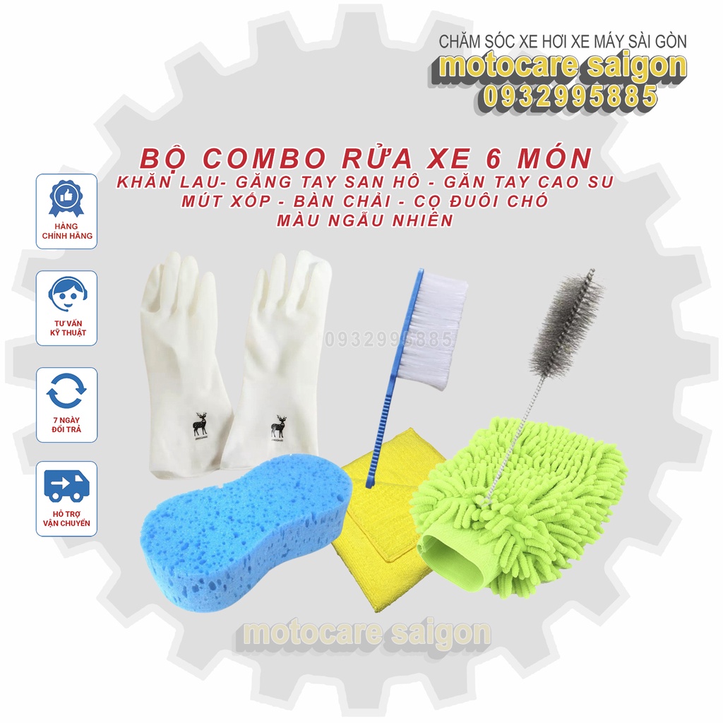 Bộ Dụng Cụ 7 Món rửa xe ô tô xe máy tại nhà