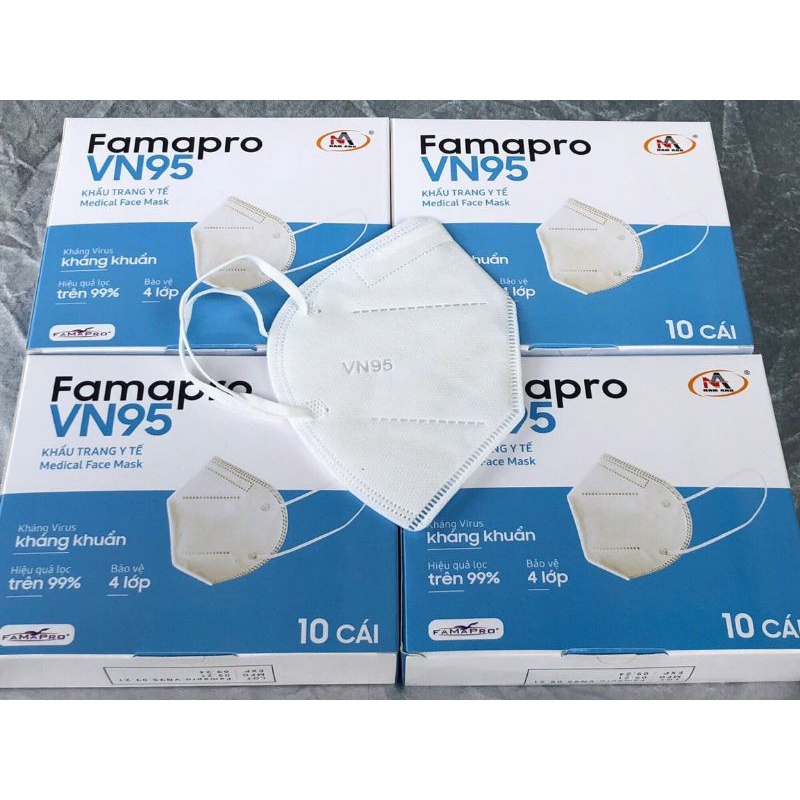 [VN95 (N95)- HỘP 10 CÁI] Khẩu trang y tế N95 kháng khuẩn 4 lớp Famapro