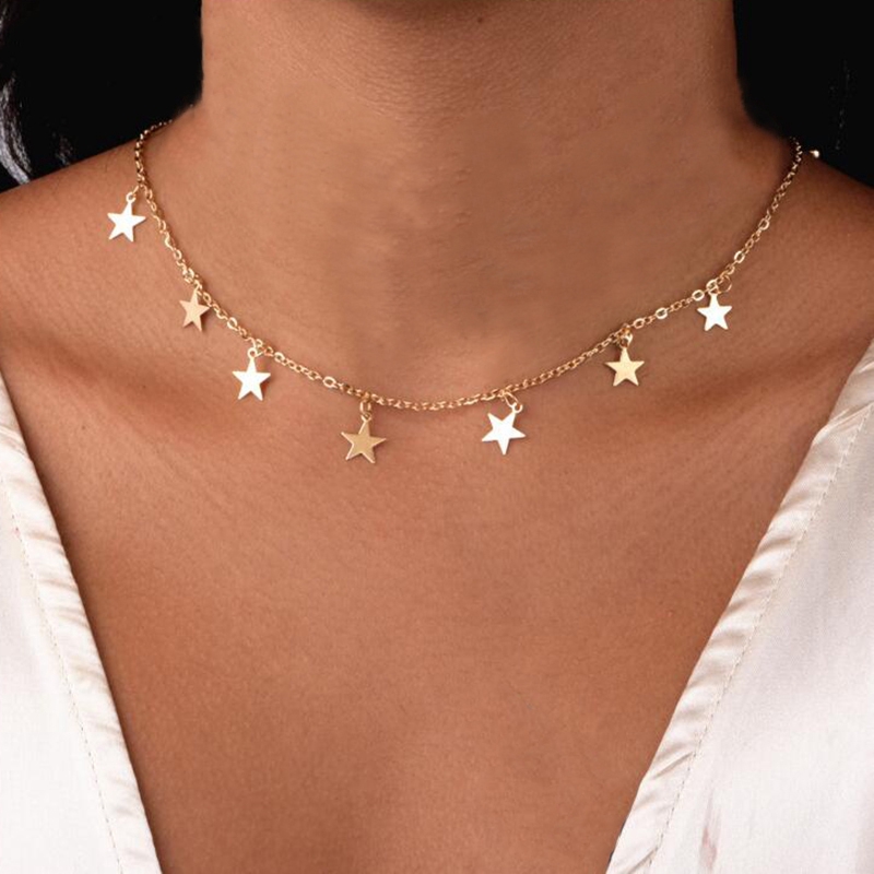 Vòng choker phối mặt hình ngôi sao năm cánh xinh xắn thời trang cho nữ