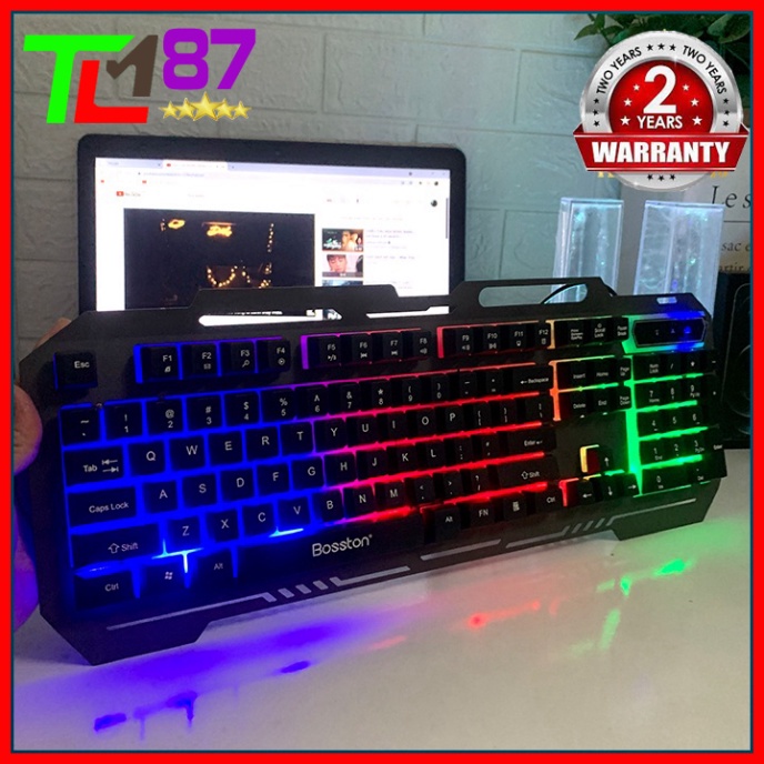 Bàn Phím Máy Vi Tính Laptop Chơi Game BOSSTON K380 LED 7 Màu - Bàn phím Giả Cơ Keyboard Gaming Có Dây