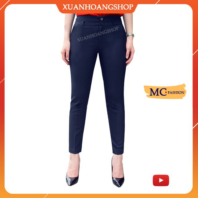 Quần Tây Nữ Công Sở Mc Fashion, Ống Côn, Lưng Cao, Dáng Âu, Màu Đen-Xanh Tím Than Q0248 . .